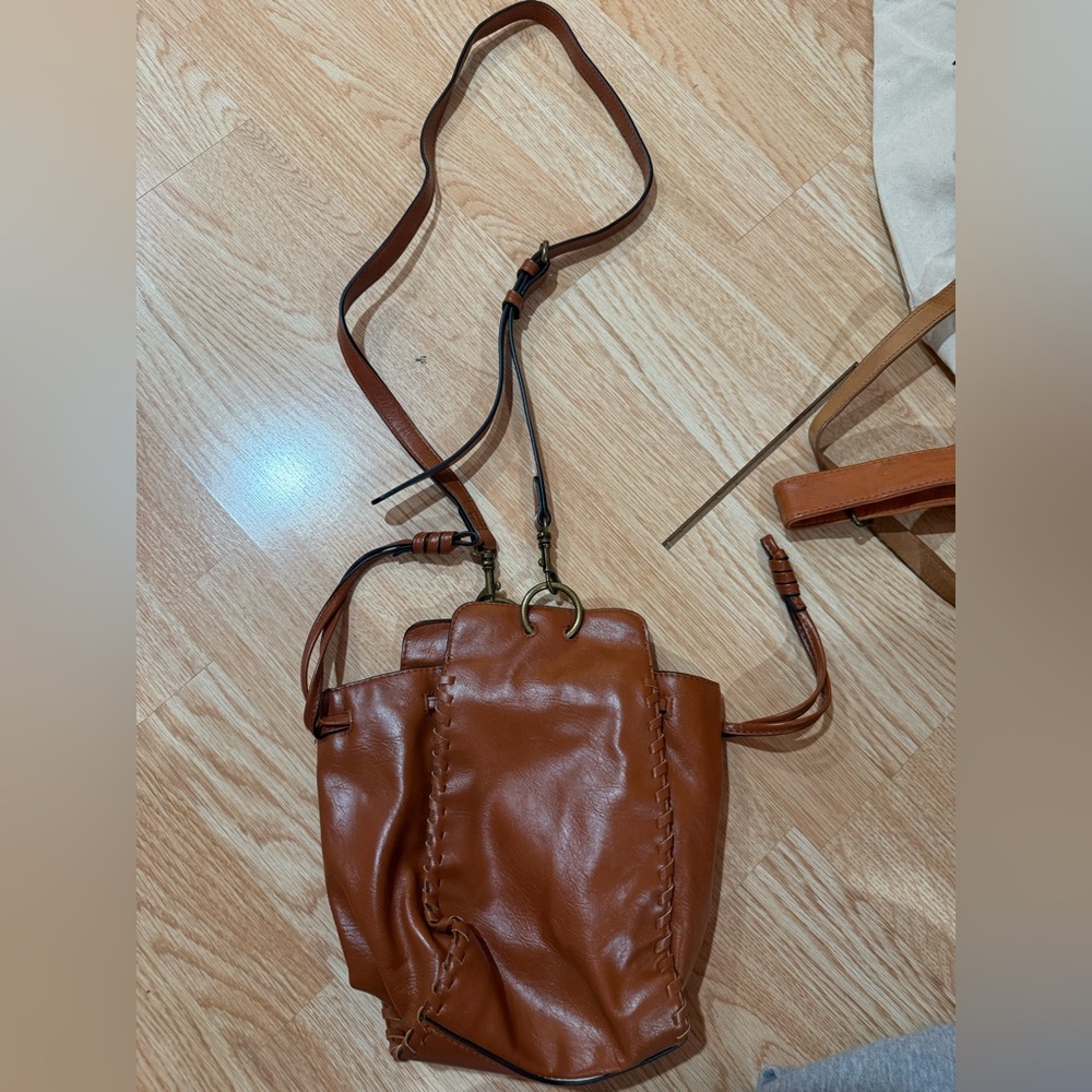 Brown Leather Women's bucket bag
